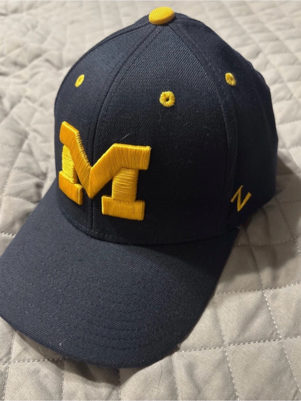 Zephyr Navy Baseball Cap with Yellow Embroidered 'M'